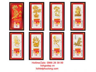 Lịch gỗ phù điêu khung đôi khung đơn 45 x 85cm